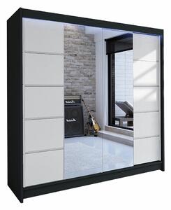 Gardróbszekrény Closico Cavaris V, Laminált forgácslap, 215x180x58cm, Fekete, Fehér