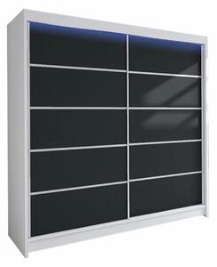 Gardróbszekrény Closico Cavaris IV, Laminált forgácslap, 215x180x58cm, Fekete, Fehér