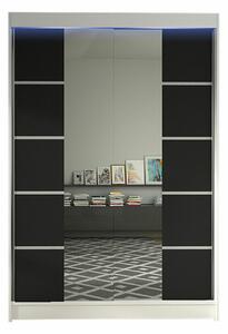 Gardróbszekrény Closico Salvor V, Laminált forgácslap, 200x120x58cm, Fekete, Fehér