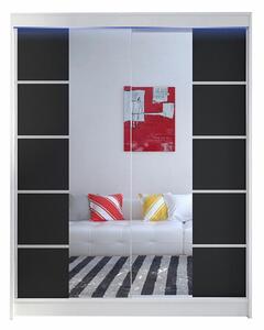 Gardróbszekrény Closico Vastor V, Laminált forgácslap, 200x150x58cm, Fekete, Fehér