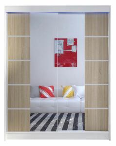 Gardróbszekrény Closico Vastor V, Laminált forgácslap, 200x150x58cm, Fehér, Sonoma tölgy