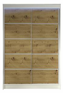Gardróbszekrény Closico Salvor IV, Laminált forgácslap, 200x120x58cm, Artisan tölgy, Fehér