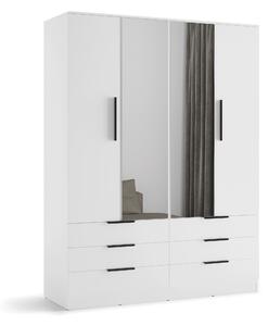 Gardróbszekrény Fresno 182, Laminált forgácslap, 225x170x60cm, Fehér