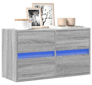 Szürke sonoma színű fali TV-szekrény LED-del 80 x 31 x 45 cm