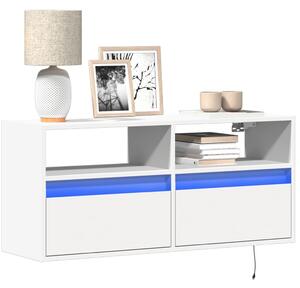 Fehér falra szerelhető TV-szekrény LED-lámpákkal 100x31x45 cm