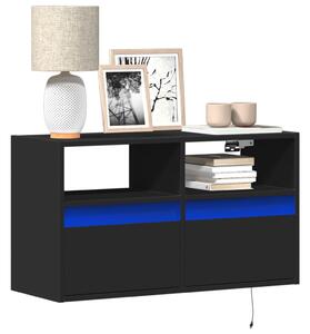 Fekete fali TV-szekrény LED-világítással 80x31x45 cm