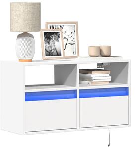 Fehér falra szerelhető TV-szekrény LED-lámpákkal 80x31x45 cm