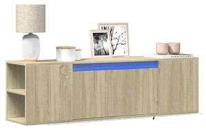Sonoma tölgy színű fali TV-szekrény LED-ekkel 135x31x39,5 cm