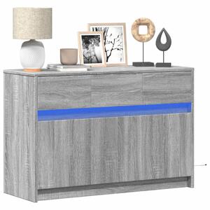 Szürke sonoma színű szerelt fa LED-es TV-szekrény 91x34x61 cm