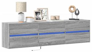 Szürke sonoma színű fali TV-szekrény LED-del 180 x 31 x 45 cm