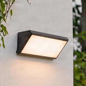 Lindby LED kültéri fali lámpa Abby, szenzoros, IP65, sötétszürke, Fekete, Műanyag, Modern