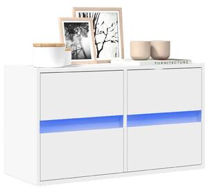 Fehér falra szerelhető TV-szekrény LED-lámpákkal 80x31x45 cm