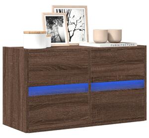 Barna tölgyszínű fali TV-szekrény LED-del 80 x 31 x 45 cm
