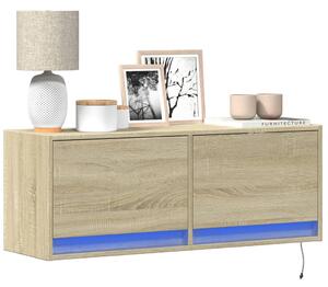 Sonoma tölgy színű fali TV-szekrény LED-ekkel 100x31x35 cm