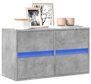 Betonszürke falra szerelhető TV-szekrény LED-del 80x31x45 cm