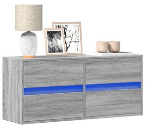 Szürke sonoma színű fali TV-szekrény LED-del 100x31x45 cm