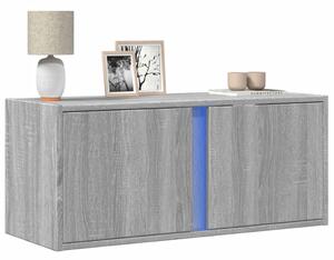 Szürke sonoma színű fali TV-szekrény LED-del 80x31x35 cm