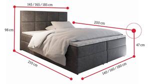 LENY kárpitozott boxspring ágy, 180x200, kronos 19