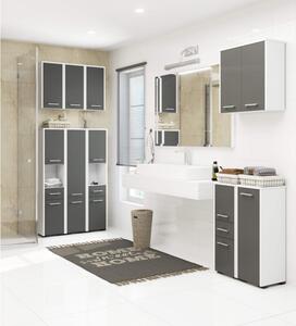 FINIK fürdőszoba szekrény, 30x85x30, fehér/grafit