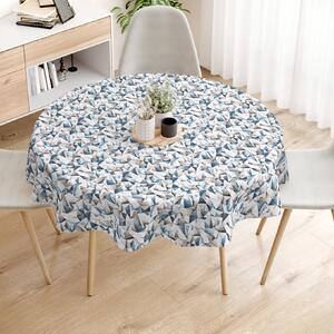 Goldea loneta dekoratív asztalterítő - kék színű alakzatok - kör alakú Ø 110 cm
