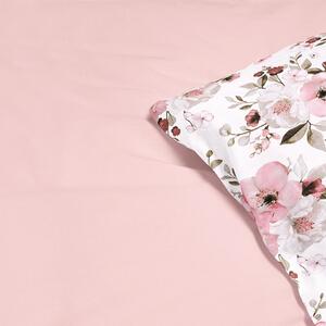 Goldea pamut ágyneműhuzat duo - sakura virágok - púderrózsaszín hátoldal 140 x 200 és 70 x 90 cm