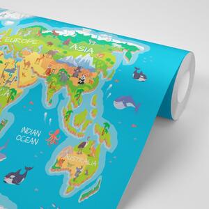 Öntapadó tapéta földrajzi világtérkép gyerekeknek