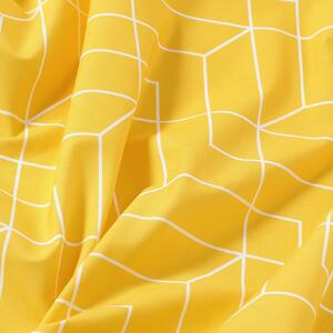 Goldea pamut asztalterítő - mozaik mintás, sárga alapon - ovális 140 x 200 cm