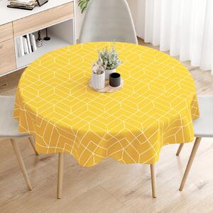 Goldea pamut asztalterítő - mozaik mintás, sárga alapon - kör alakú Ø 160 cm