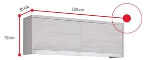Falra szerelhető Szekrény KOLOREDO + LED, 120x32x35, fehér tölgy