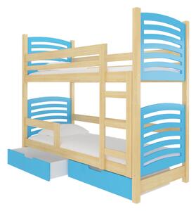 OSINA emeletes ágy, 180x75, fenyő/kék