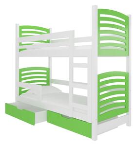 OSINA emeletes ágy, 180x75, fehér/zöld