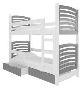 OSINA emeletes ágy, 180x75, fehér/szürke