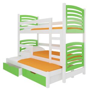 SORTA emeletes ágy, 180x75, fehér/zöld