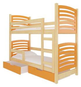 OSINA emeletes ágy, 180x75, fenyő/narancs