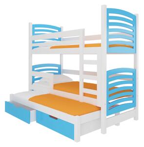 SORTA emeletes ágy, 180x75, fehér/kék