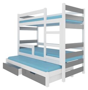 MARLOT emeletes ágy, 180x75, fehér/szürke