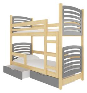 OSINA emeletes ágy, 180x75, fenyő/szürke