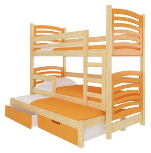 SORTA emeletes ágy, 180x75, fenyő/narancs