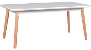 BUTORLINE Asztal OSLO 8 90x160/200 fehér MDF / természetes bükk