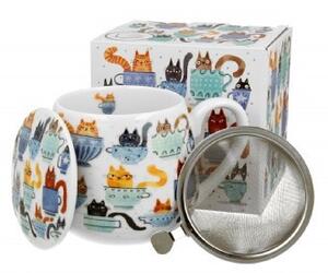 BÖGRE SZŰRŐS HORDÓ PORCELÁN 430ML 'TEACUP CATS'