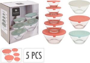 TÁROLÓ DOBOZ SZETT 5DB-OS ÜVEG 130/220/330/450/890ML 3F