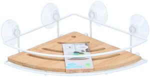 FÜRDŐSZOBA POLC TAPADÓKORONGOS BAMBUSZ BETÉTES SAROK ELEM 27X20X8CM