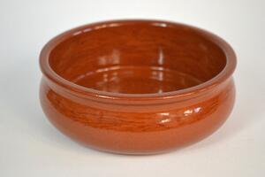 SÜTŐTÁL HASAS KEREK KERÁMIA BARNA MÁZAS ÁTM.:18CM M:6,7 CM