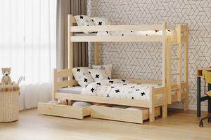 Lovic emeletes ágy, fiókokkal, bal oldal - 90x200 cm/120x200 cm - fenyőfa