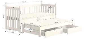 Swen egyszintes ágy, kihúzható fiókokkal - 80x180 cm - fehér