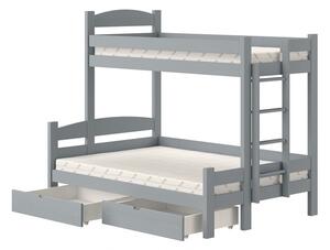 Emeletes ágy fiokokkal Lovic - szürke, 90x200/120x200, Oldal jobb