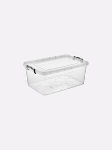 TÁROLÓDOBOZ SZÖGL. MŰA. PATENTZÁRAS TETŐVEL VÍZT./SZÜRKE 5L "ECO" 12,8*31*20CM