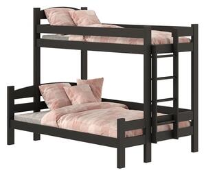 Lovic emeletes ágy, fiókokkal, jobb oldali - 90x200 cm/120x200 cm - fekete