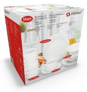 TÁLALÓ REGGELIZŐ SZETT 16RÉSZES D21CM/D16CM/D15CM/170ML FEHÉR KERÁMIA ALPINA