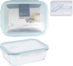 TÁROLÓEDÉNY ÜVEGBŐL PP FEDÉLLEL 230X175X75MM 1480ML